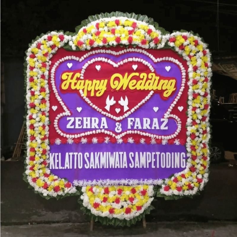 Bunga Papan Happy Wedding 3Jt ukuran 2x2 meter - Florist Jakarta same day delivery