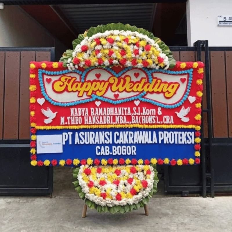Bunga Papan Happy Wedding 500rb ukuran 1.2x2 meter - Florist Jakarta same day delivery
