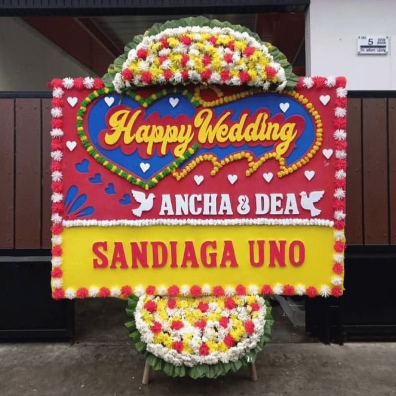Bunga Papan Happy Wedding 700rb ukuran 1.5x2 meter - Florist Jakarta same day delivery
