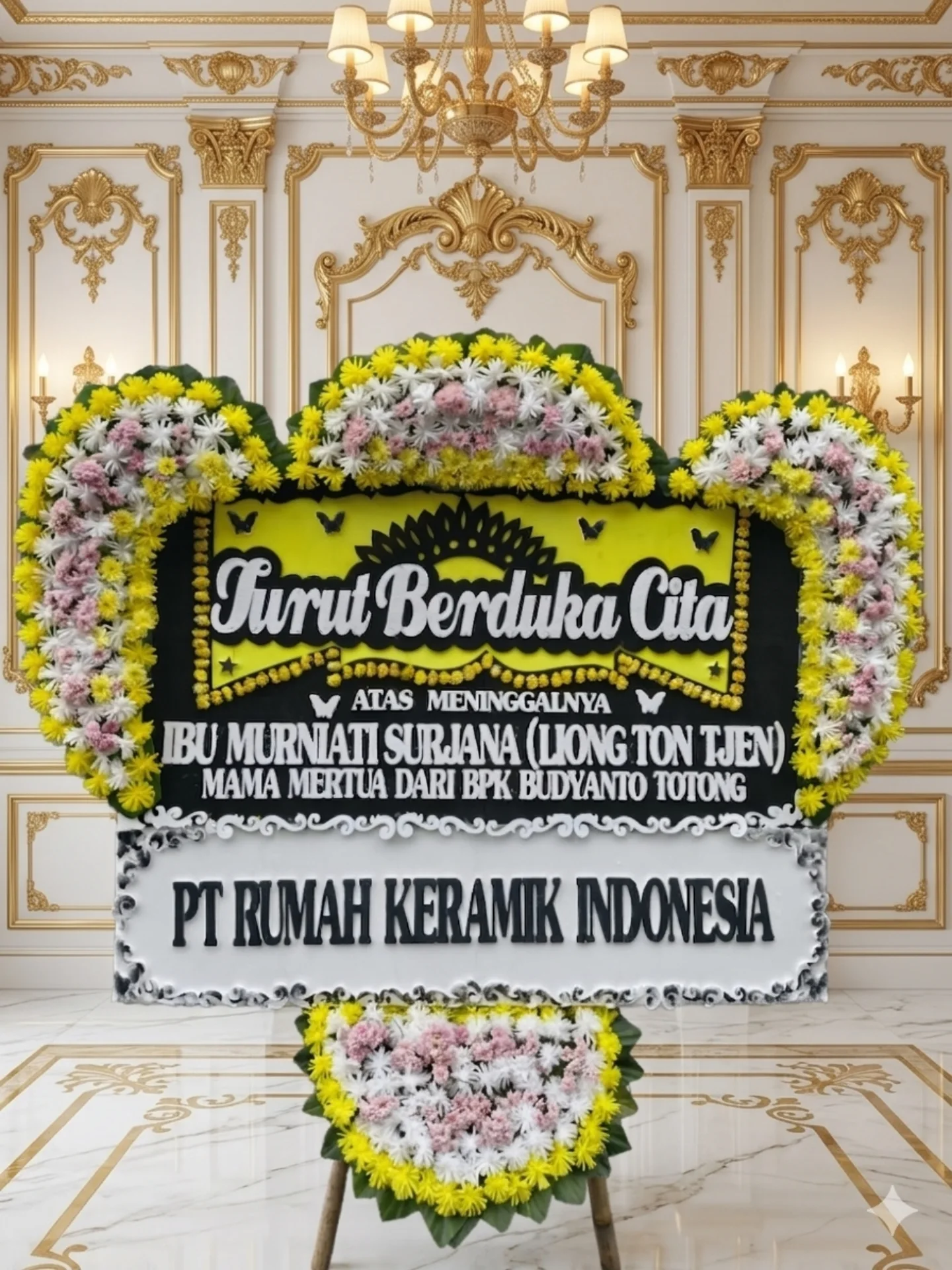 Bunga Papan Belasungkawa Besar - Papan Duka Cita Mewah - Papan Duka Cita Florist Jakarta kode WF-BPDC-G-01