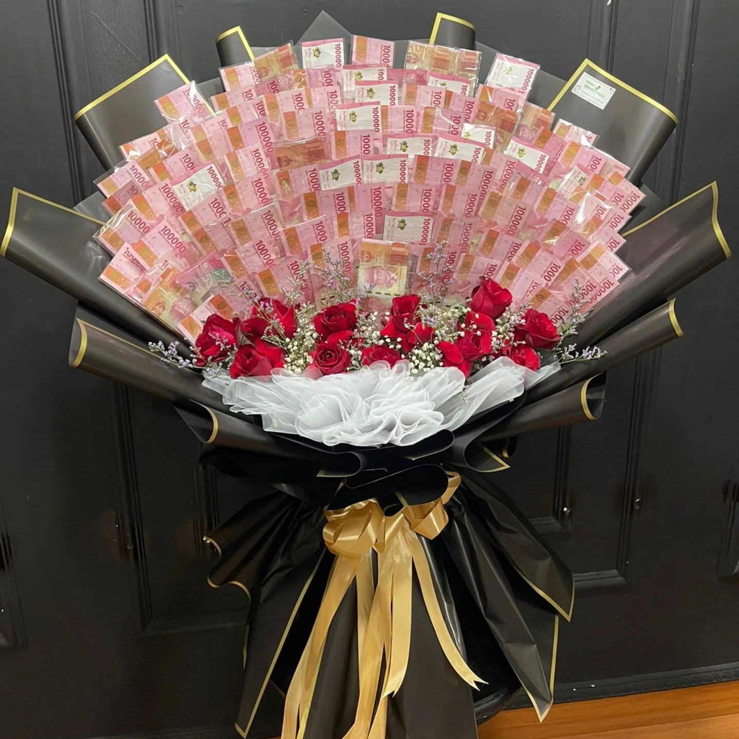 Florist Jakarta Buket Uang: Buket Uang Bunga Mawar - Money Bouquet Cantik Hadiah - kode WF-BKU-A-01