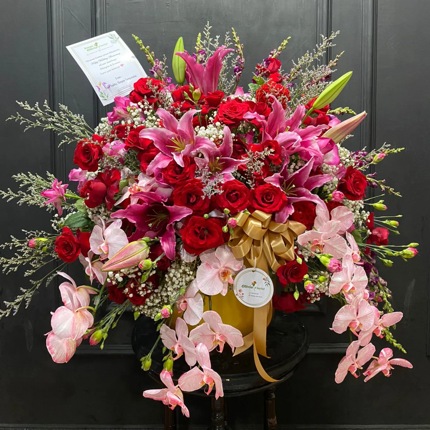 Bunga Meja Anggrek Cantik - Rangkaian Bunga Dekorasi Premium (Bunga Meja) dari Florist Jakarta, kode WF-BM-C-01