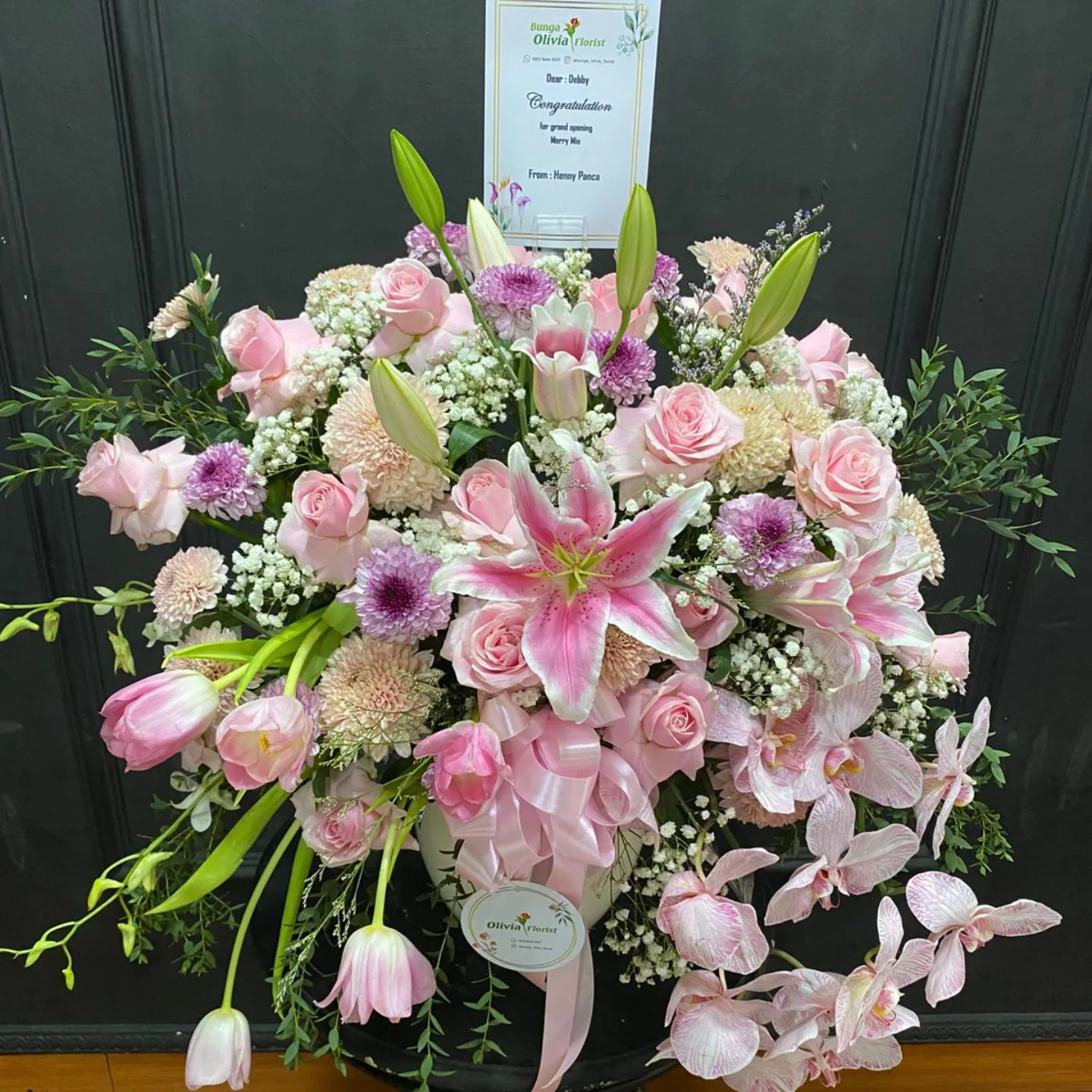 Bunga Meja Anggrek Elegan - Rangkaian Bunga Dekorasi Premium - Bunga Meja Florist Jakarta kode WF-BM-B-01
