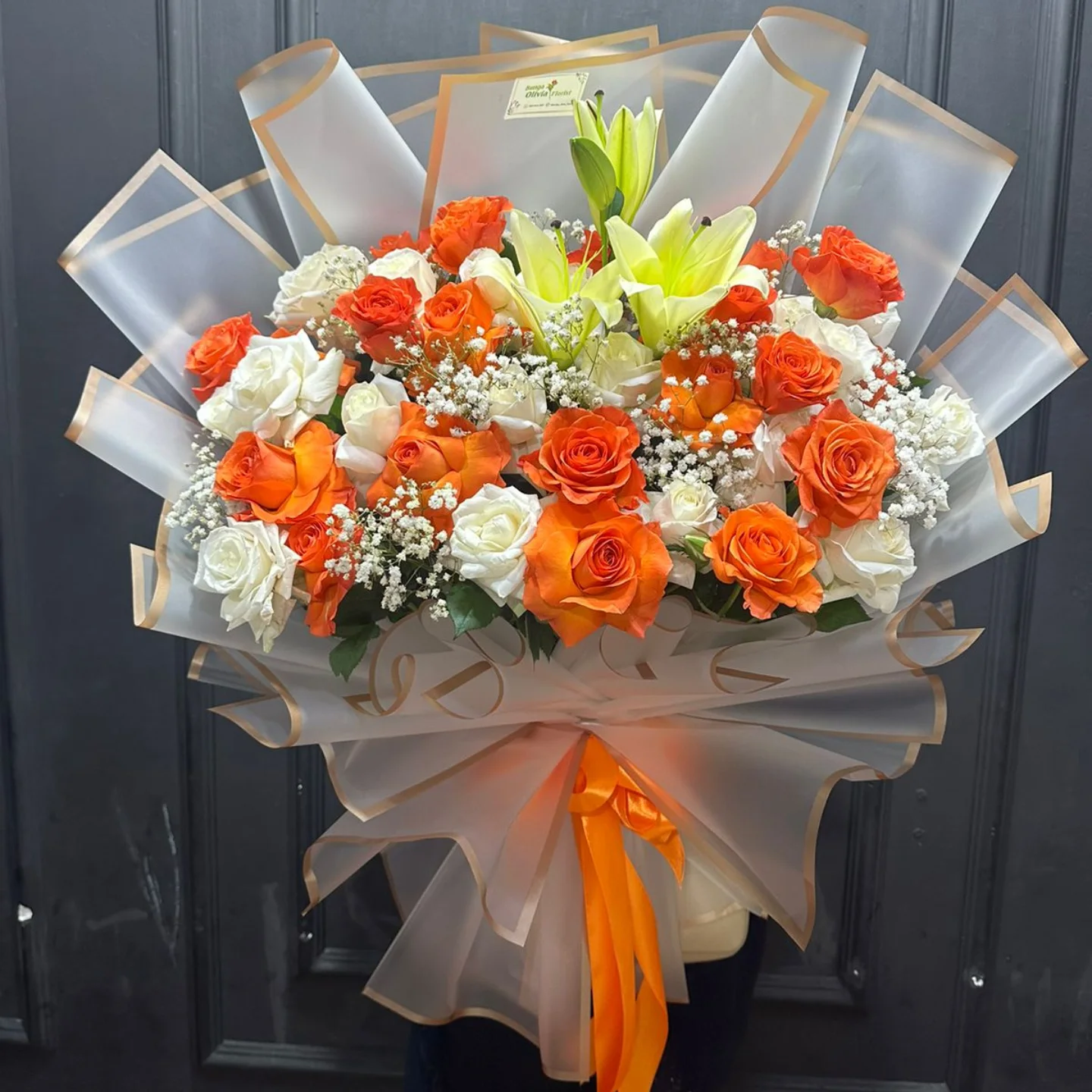 Buket Bunga Matahari dan Mawar - Hand Bouquet Cerah (Buket Bunga) dari Florist Jakarta, kode WF-BK-D-01