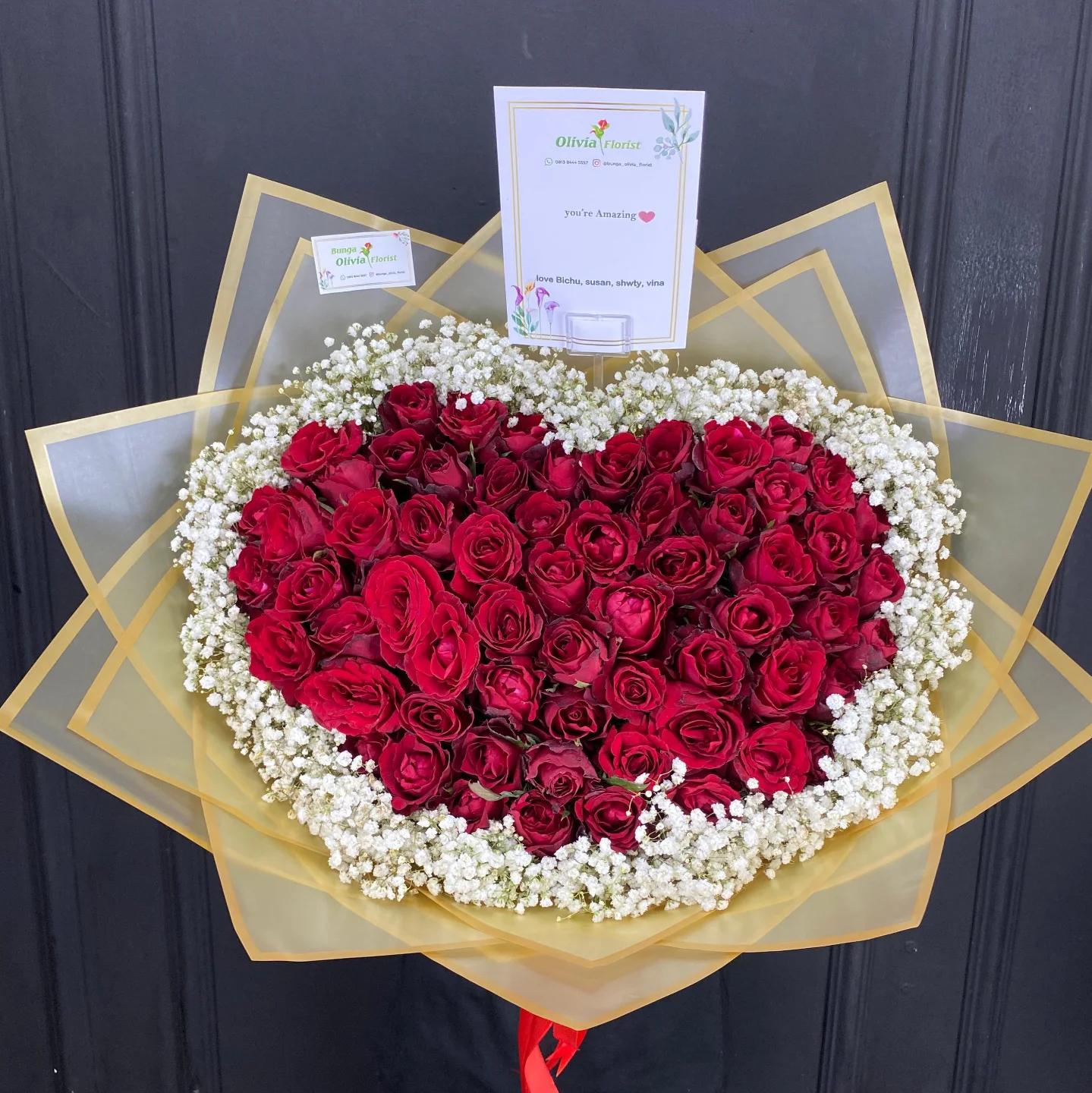 Florist Jakarta Hand Bouquet: Buket Bunga Anggrek dan Mawar - Hand Bouquet Premium - kode WF-BK-M-02