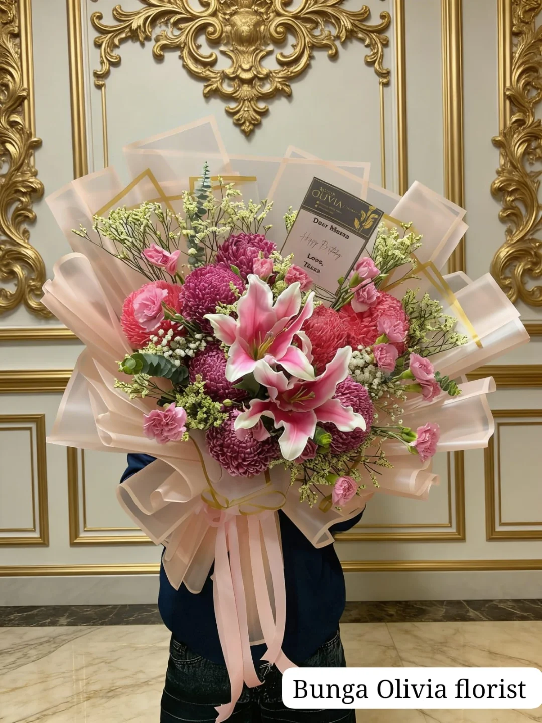 Buket Bunga Mawar Besar Eksklusif - Hand Bouquet Mewah (Hand Bouquet) dari Florist Jakarta, kode WF-BK-P-03