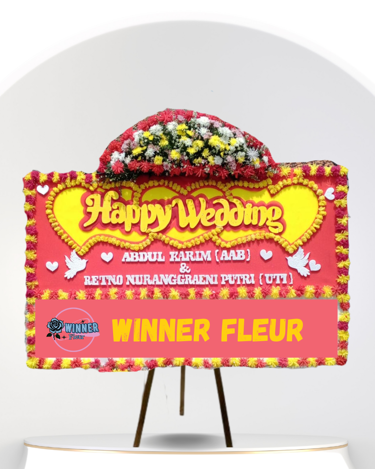 Florist Jakarta Papan Bunga: Bunga Papan Happy Wedding - Papan Bunga Pernikahan Cantik - kode WF-BP-A-01