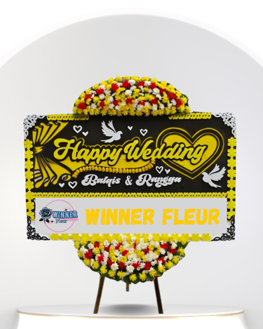 Bunga Papan Wedding Minimalis - Papan Bunga Pernikahan Modern (Papan Bunga) dari Florist Jakarta, kode WF-BP-B-04