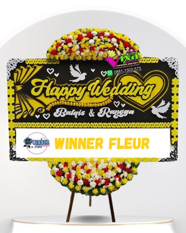 Florist Jakarta Papan Bunga: Bunga Papan Pernikahan Standing - Papan Bunga Wedding Mewah - kode WF-BP-B-05