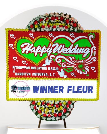 Bunga Papan Pernikahan Mewah - Papan Bunga Wedding Eksklusif - Papan Bunga Florist Jakarta kode WF-BP-F-04