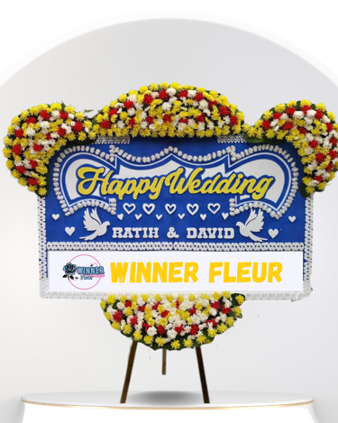 Bunga Papan Wedding Premium - Papan Bunga Pernikahan Besar (Papan Bunga) dari Florist Jakarta, kode WF-BP-G-01