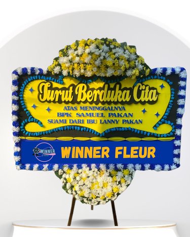 Florist Jakarta Papan Duka Cita: Bunga Papan Turut Berduka - Papan Bunga Duka Cita Elegan - kode WF-BPDC-B-04