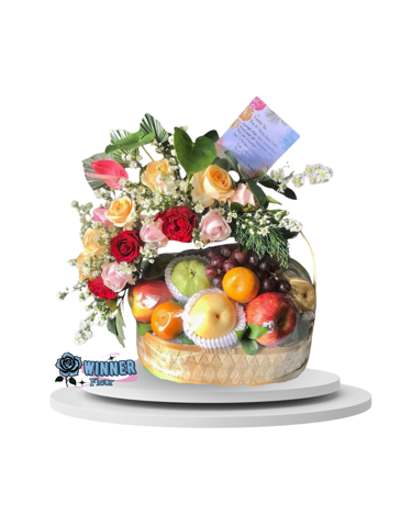 Parcel Buah dan Bunga Premium - Hampers Eksklusif Mewah - Parcel Buah Florist Jakarta kode WF-PCL-N-01