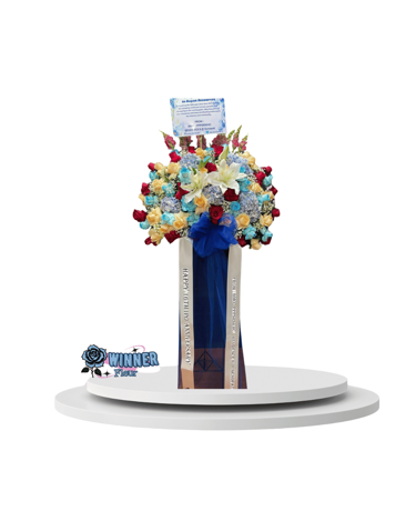 Florist Jakarta Standing Flower: Standing Flower Bunga Mawar Besar - Rangkaian Bunga Premium - kode WF-SF-E-02