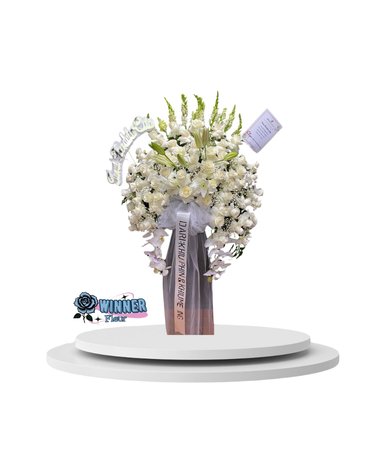 Standing Flower Bunga Putih Elegan - Rangkaian Bunga Jumbo Premium (Standing Flower) dari Florist Jakarta, kode WF-SF-K-01