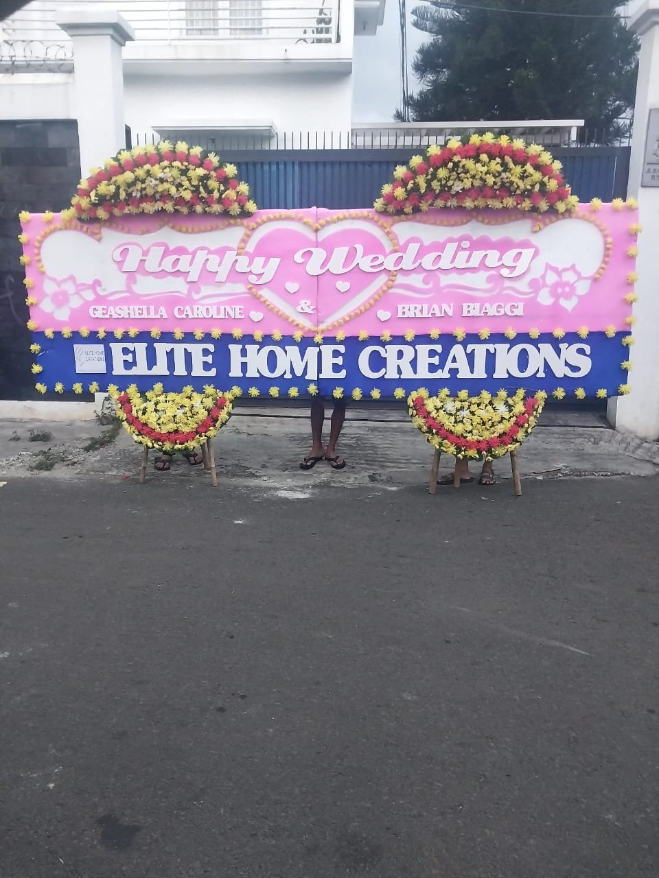 Bunga Papan Jumbo 1.25x2m - 2 Jambul Wedding & Grand Opening Premium - Papan Bunga Jumbo Florist Jakarta kode WF-BP-JBO-D01