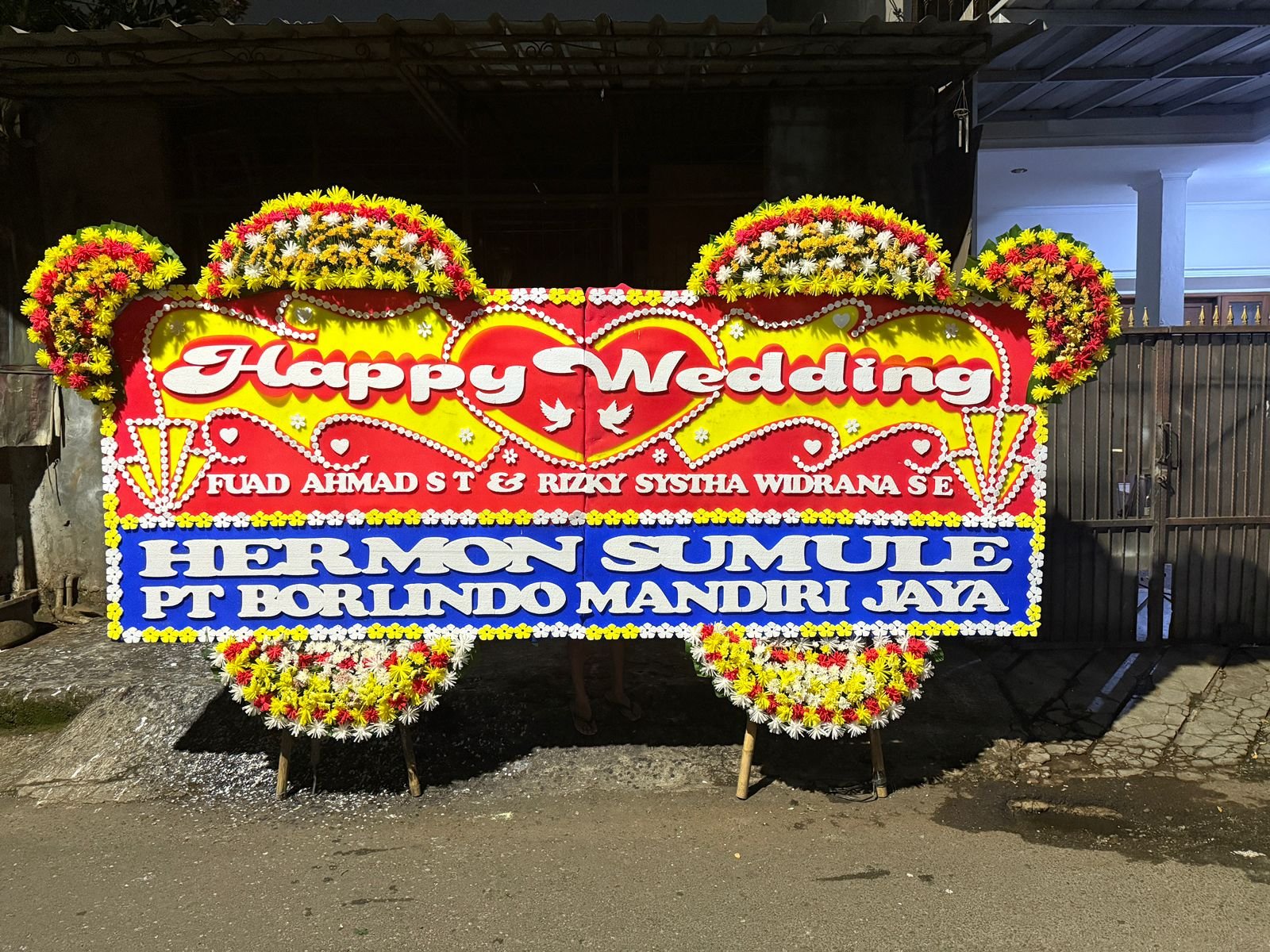 Bunga Papan Jumbo 1.5x2m - 4 Jambul Wedding & Grand Opening Premium - Papan Bunga Jumbo Florist Jakarta kode WF-BP-JBO-F03